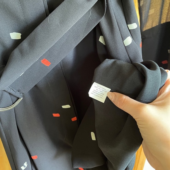 Grey Jason Wu Collared Button Down Black Belted Dress - Picture 3 of 7